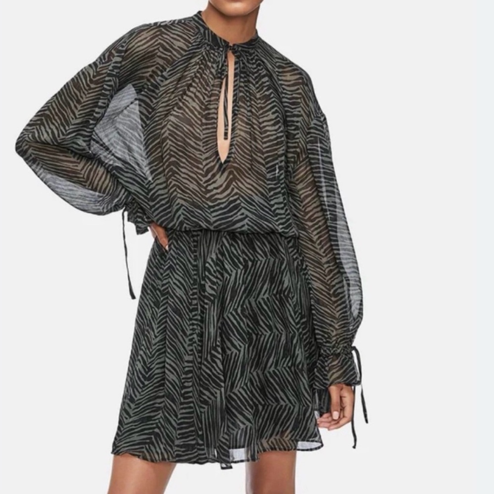 Anine Bing Eliana Dress in Willow Green Zebra